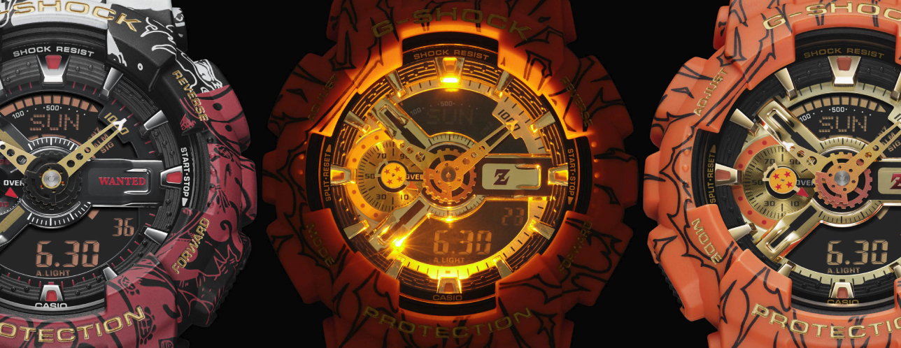 G Shock Watches Featuring One Piece Dragon Ball Z