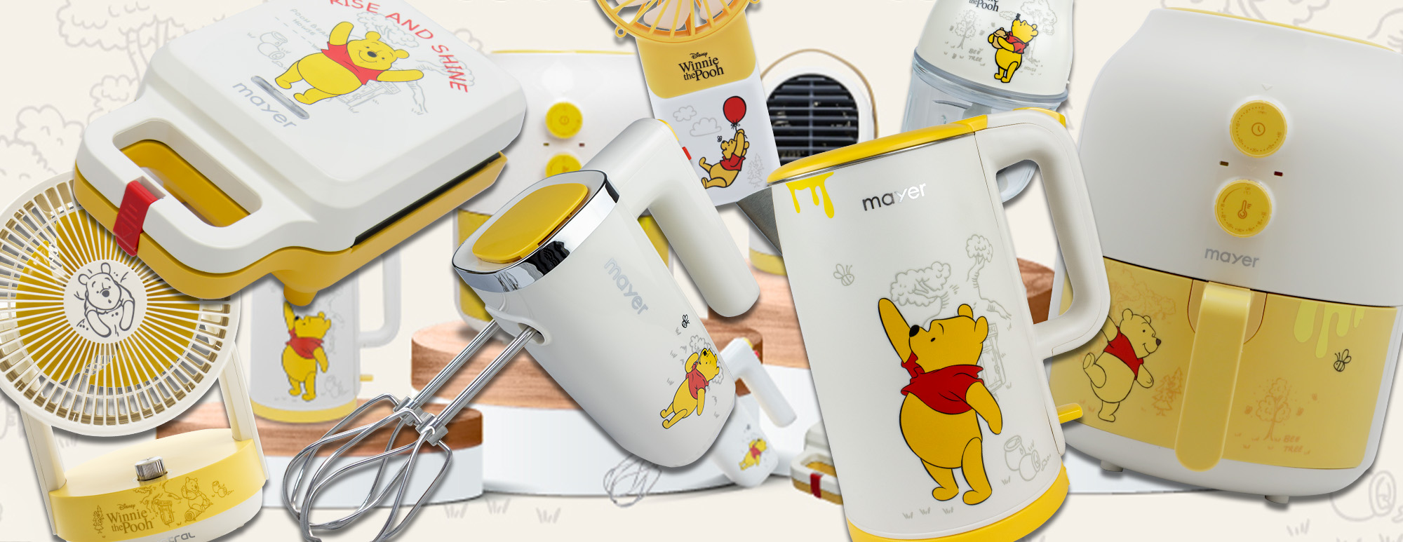 For the Winnie the Pooh fan — a Mayer collection of everyday kitchen gadgets  and portable fans - NYLON SINGAPORE